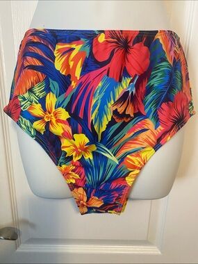 Tropical High-Waist Bikini Bottoms - Multicolor